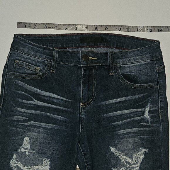 Cello Blue Jeans Distressed Destroyed Juniors Size 5 Skinny Leg - Picture 11 of 12